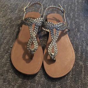 Merona gold braided sandals with buckle
